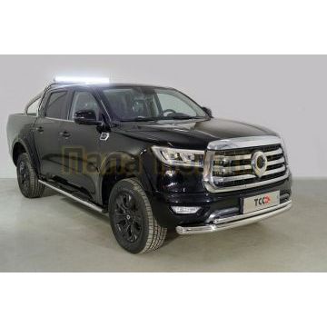 Защита передняя нижняя (двойная) 76,1/42,4 мм ТСС для Great Wall POER 2.0TD 4WD 2021-