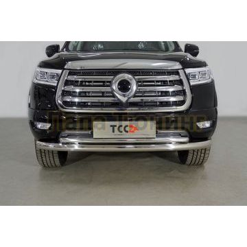 Защита передняя нижняя (двойная) 76,1/42,4 мм ТСС для Great Wall POER 2.0TD 4WD 2021-