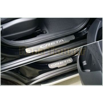 Накладки на пороги (лист шлифованный надпись Creta) 4шт ТСС для Hyundai Creta 2021-