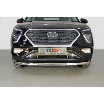 Защита передняя нижняя (с ДХО) 60,3 мм ТСС для Hyundai Creta 2021-