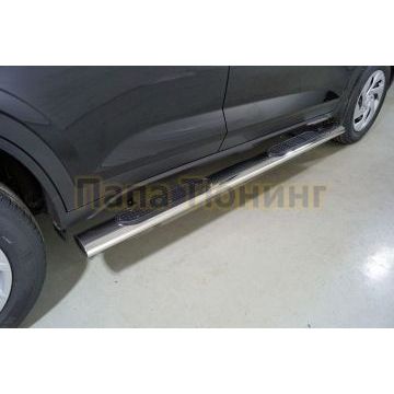 Пороги овальные с накладкой 120х60 мм ТСС для Hyundai Creta 2021- Пороги овальные с накладкой 120х60 мм ТСС для Hyundai Creta 2021-