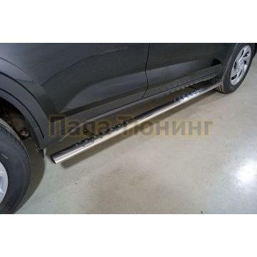 Пороги овальные с проступью 75х42 мм ТСС для Hyundai Creta 2021- Пороги овальные с проступью 75х42 мм ТСС для Hyundai Creta 2021-