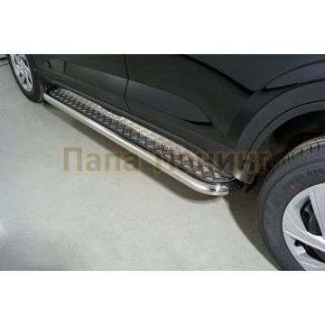 Пороги с площадкой 60,3 мм ТСС для Hyundai Creta 2021- Пороги с площадкой 60,3 мм ТСС для Hyundai Creta 2021-