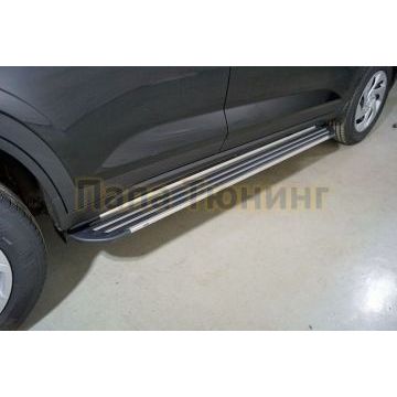 Пороги алюминиевые "Slim Line Silver" 1720 мм ТСС для Hyundai Creta 2021- Пороги алюминиевые "Slim Line Silver" 1720 мм ТСС для Hyundai Creta 2021-