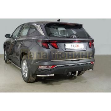 Защита задняя (уголки) 42,4 мм ТСС для Hyundai Tucson 2021-