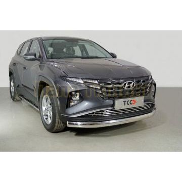 Защита передняя нижняя (овальная) 75х42 мм ТСС для Hyundai Tucson 2021-