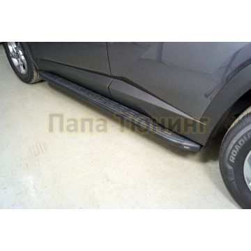 Пороги алюминиевые с пластиковой накладкой (карбон черные) 1820 мм ТСС для Hyundai Tucson 2021- Пороги алюминиевые с пластиковой накладкой (карбон черные) 1820 мм ТСС для Hyundai Tucson 2021-