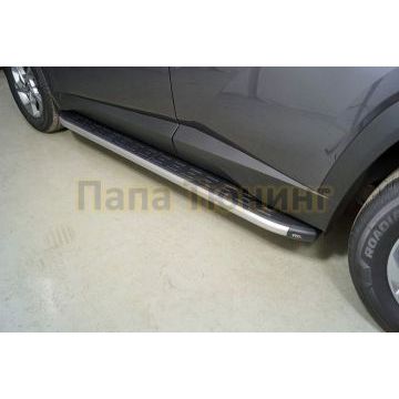 Пороги алюминиевые с пластиковой накладкой (карбон серебро) 1820 мм ТСС для Hyundai Tucson 2021- Пороги алюминиевые с пластиковой накладкой (карбон серебро) 1820 мм ТСС для Hyundai Tucson 2021-