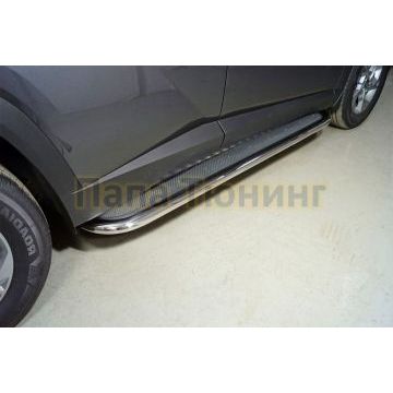 Пороги с площадкой (нерж. лист) 75х42 мм ТСС для Hyundai Tucson 2021- Пороги с площадкой (нерж. лист) 75х42 мм ТСС для Hyundai Tucson 2021-