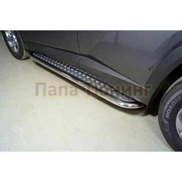 Пороги с площадкой 75х42 мм ТСС для Hyundai Tucson 2021- Пороги с площадкой 75х42 мм ТСС для Hyundai Tucson 2021-