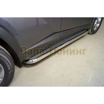Пороги с площадкой (нерж. лист) 60,3 мм ТСС для Hyundai Tucson 2021- Пороги с площадкой (нерж. лист) 60,3 мм ТСС для Hyundai Tucson 2021-