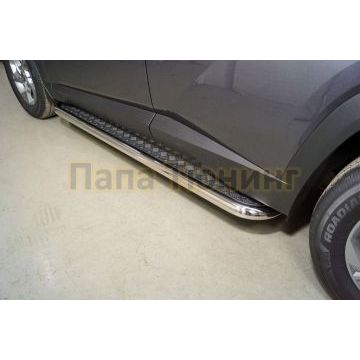 Пороги с площадкой 60,3 мм ТСС для Hyundai Tucson 2021- Пороги с площадкой 60,3 мм ТСС для Hyundai Tucson 2021-