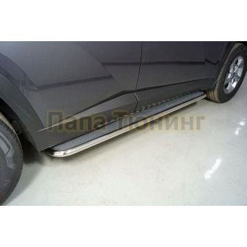 Пороги с площадкой (нерж. лист) 42,4 мм ТСС для Hyundai Tucson 2021- Пороги с площадкой (нерж. лист) 42,4 мм ТСС для Hyundai Tucson 2021-