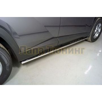 Пороги овальные с проступью 75х42 мм ТСС для Hyundai Tucson 2021- Пороги овальные с проступью 75х42 мм ТСС для Hyundai Tucson 2021-