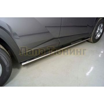 Пороги овальные с накладкой 75х42 мм ТСС для Hyundai Tucson 2021- Пороги овальные с накладкой 75х42 мм ТСС для Hyundai Tucson 2021-