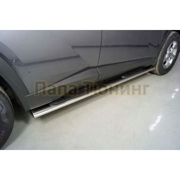 Пороги овальные с накладкой 120х60 мм ТСС для Hyundai Tucson 2021- Пороги овальные с накладкой 120х60 мм ТСС для Hyundai Tucson 2021-