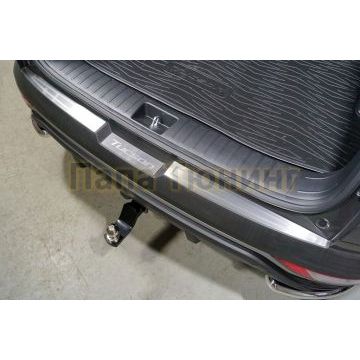 Накладки на задний бампер (лист шлифованный надпись Tucson) 3шт ТСС для Hyundai Tucson 2021- Накладки на задний бампер (лист шлифованный надпись Tucson) 3шт ТСС для Hyundai Tucson 2021-