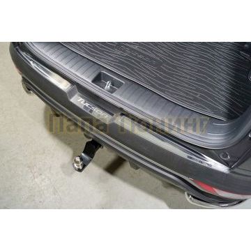 Накладки на задний бампер (лист зеркальный надпись Tucson) 3шт ТСС для Hyundai Tucson 2021- Накладки на задний бампер (лист зеркальный надпись Tucson) 3шт ТСС для Hyundai Tucson 2021-