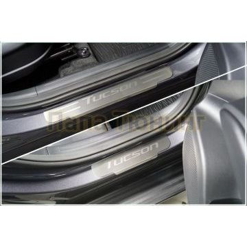 Накладки на пороги (лист шлифованный надпись Tucson) 4 шт ТСС для Hyundai Tucson 2021- Накладки на пороги (лист шлифованный надпись Tucson) 4 шт ТСС для Hyundai Tucson 2021-