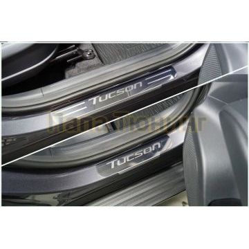 Накладки на пороги (лист зеркальный надпись Tucson) 4 шт ТСС для Hyundai Tucson 2021- Накладки на пороги (лист зеркальный надпись Tucson) 4 шт ТСС для Hyundai Tucson 2021-