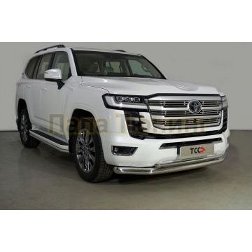 Защита передняя нижняя (двойная) 76,1/42,4 ммТСС для Toyota Land Cruiser 300 2021-