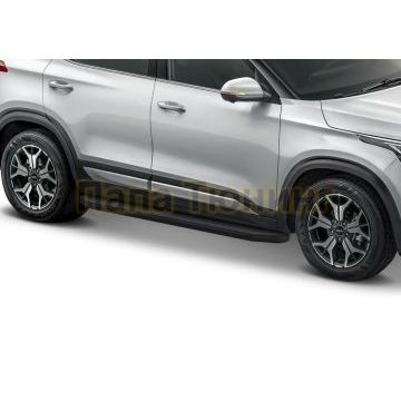 Пороги алюминиевые Rival Black-Premium для Kia Soul 2019-/Kia Seltos 2019-