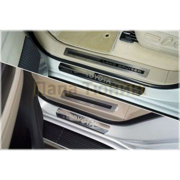 Накладки на пороги (лист зеркальный надпись Toyota) 4шт ТСС для Toyota Land Cruiser 300 2021- Накладки на пороги (лист зеркальный надпись Toyota) 4шт ТСС для Toyota Land Cruiser 300 2021-