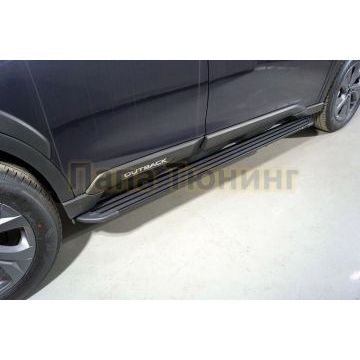 Пороги алюминиевые "Slim Line Black" 1820 мм ТСС для Subaru Outback 2021- Пороги алюминиевые "Slim Line Black" 1820 мм ТСС для Subaru Outback 2021-
