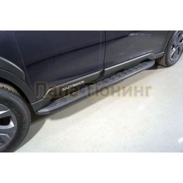 Пороги алюминиевые с пластиковой накладкой (карбон черные) 1820 мм ТСС для Subaru Outback 2021- Пороги алюминиевые с пластиковой накладкой (карбон черные) 1820 мм ТСС для Subaru Outback 2021-