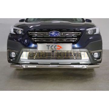 Защита передняя нижняя (с ДХО) 60,3 мм ТСС для Subaru Outback 2021- Защита передняя нижняя (с ДХО) 60,3 мм ТСС для Subaru Outback 2021-
