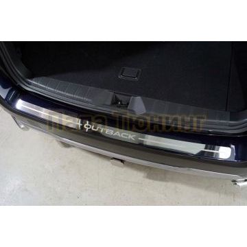 Накадка на задний бампер (лист зеркальный надпись Outback) ТСС для Subaru Outback 2021-