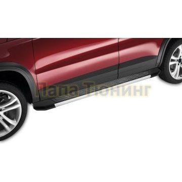 Пороги алюминиевые Newline Gray для Volkswagen T-ROC 2019-