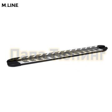 Пороги алюминиевые M Line Gray для Volkswagen T5 T6 T7 2003-