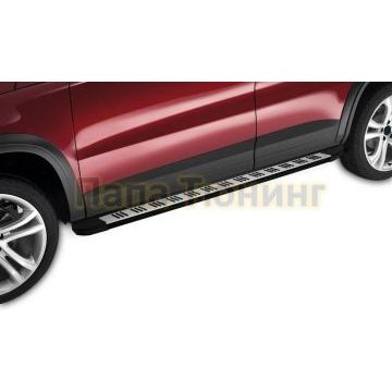 Пороги алюминиевые M Line Gray для Volkswagen T5 T6 T7 2003-