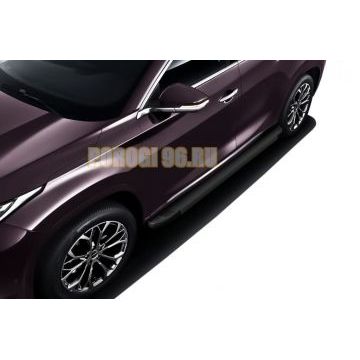 Пороги алюминиевые "Optima Black" 1800 черные Slitkoff для CheryExeed TXL 2021-