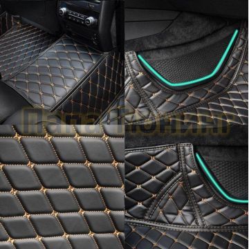 Коврики салона из Экокожи Стандарт рисунок Ромб-решетки для Renault Koleos 2007-2016
