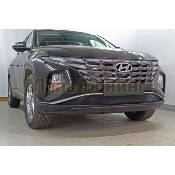 Защита радиатора Папа Тюнинг Hyundai Tucson 2021- black низ PREMIUM