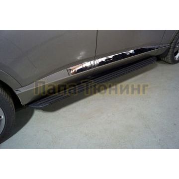 Пороги алюминиевые "Slim Line Black" 1920 мм ТСС для Genesis GV80 4WD 3D 2020-