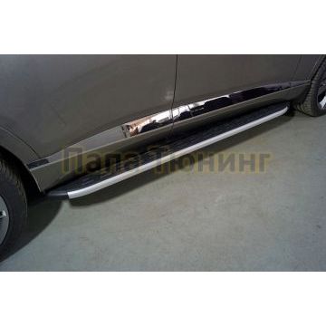Пороги алюминиевые с пластиковой накладкой 1920 мм ТСС для Genesis GV80 4WD 3D 2020-