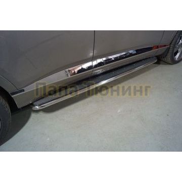 Пороги с площадкой (нерж. лист) 42,4 мм ТСС для Genesis GV80 4WD 3D 2020-