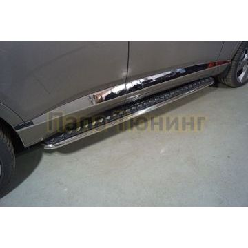 Пороги с площадкой 42,4 мм ТСС для Genesis GV80 4WD 3D 2020-