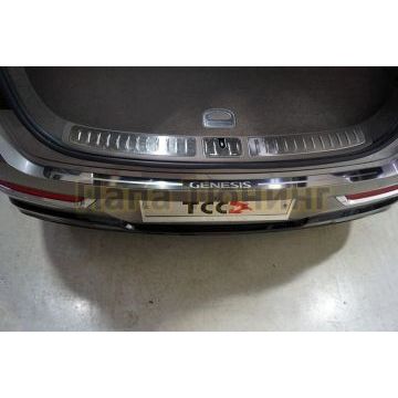 Накладка на задний бампер (лист зеркальный надпись Genesis) ТСС для Genesis GV80 4WD 3D 2020-