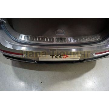 Накладка на задний бампер (лист шлифованный) ТСС для Genesis GV80 4WD 3D 2020-