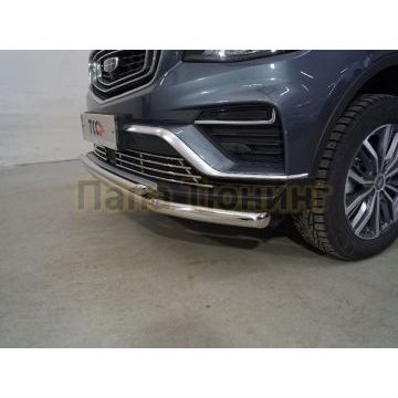 Защита передняя нижняя (двойная) 60,3/42,4 мм ТСС для Geely Atlas PRO 2021-2024