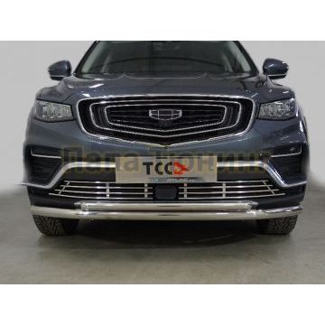 Защита передняя нижняя (двойная) 60,3/42,4 мм ТСС для Geely Atlas PRO 2021-2024