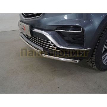 Защита передняя нижняя (двойная) 42,4/42,4 мм ТСС для Geely Atlas PRO 2021-2024