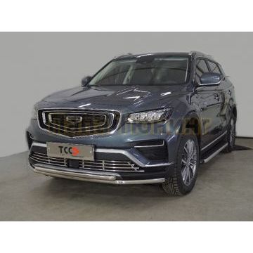 Защита передняя нижняя (двойная) 42,4/42,4 мм ТСС для Geely Atlas PRO 2021-2024