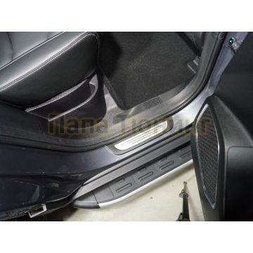 Накладки на пластиковые пороги (лист зеркальный) 4шт ТСС для Geely Atlas PRO 2021-