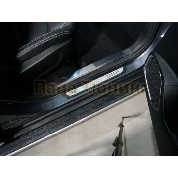 Накладки на пластиковые пороги (лист зеркальный) 4шт ТСС для Geely Atlas PRO 2021-