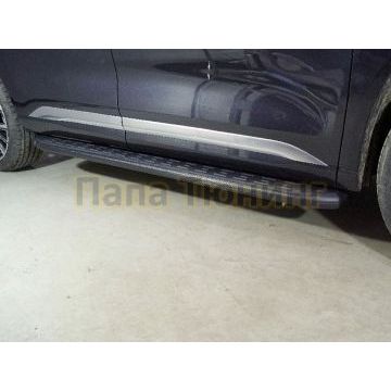 Пороги алюминиевые с пластиковой накладкой (карбон черные) 1920 мм ТСС для Exeed VX 2.0L 4WD 2021-2023/Exeed VX 2023-